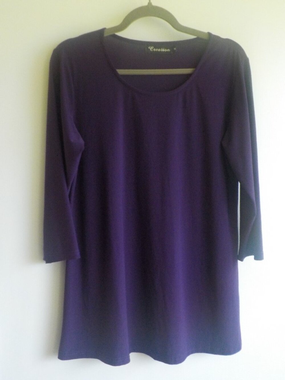 Creation Tunic Blouse - Medium - Plum 3/4 Sleeve Stretch (2388)